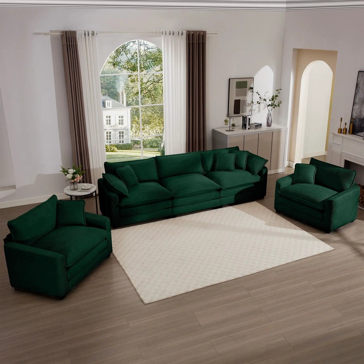 Elegant Sectional Sofa Set with Deep Seats
