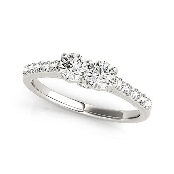 14k white gold two-stone diamond ring with pave band, 3/4 cttw, Bids.com on Tampa Home & Garden Store