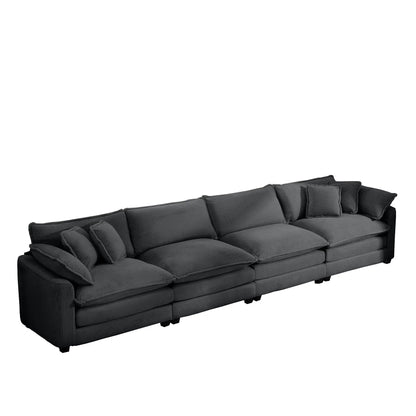 Modern Upholstered 4 Seater Sofa With Pillows