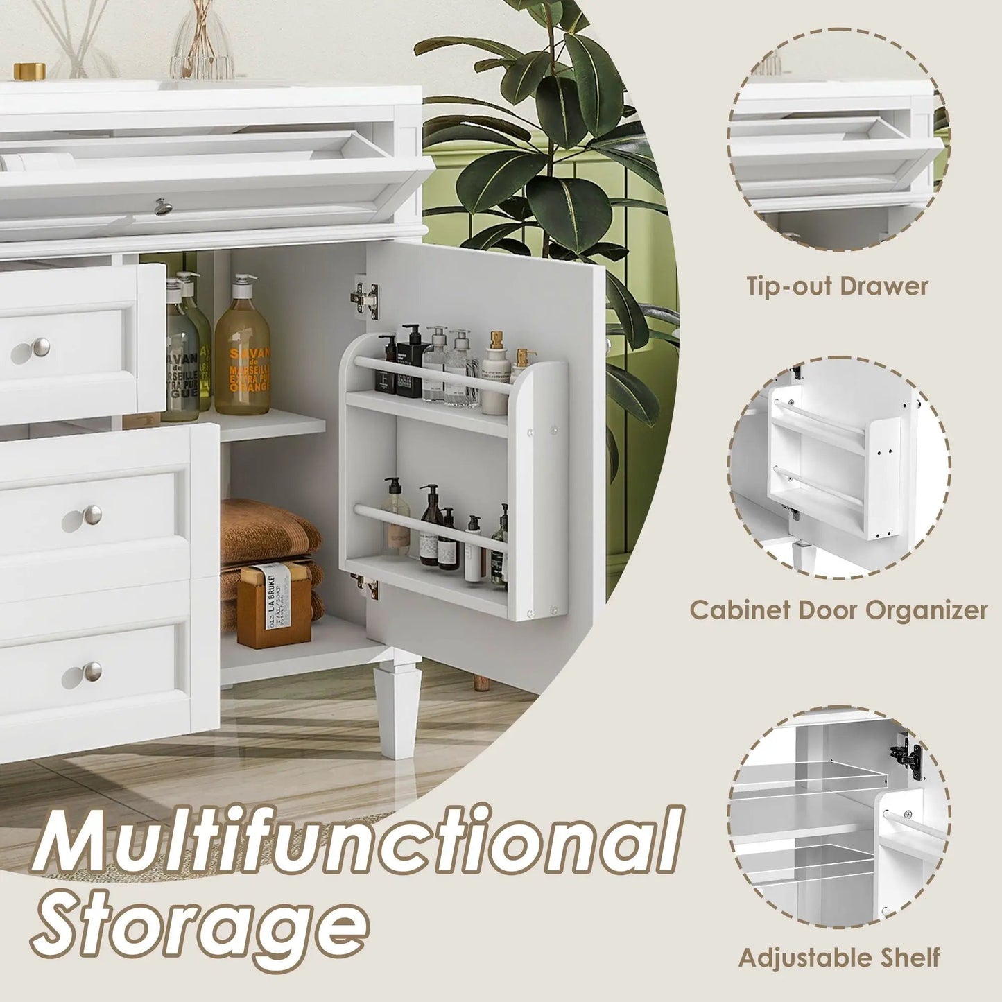 Bathroom Vanity With Top Sink and 2 Drawers