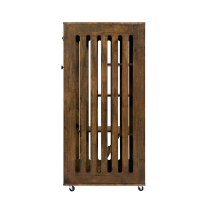 Basia Rubber Wood Cat Cabinet by HouseOfZazla, brown wood cat furniture with slats on wheels on Tampa Home & Garden Store