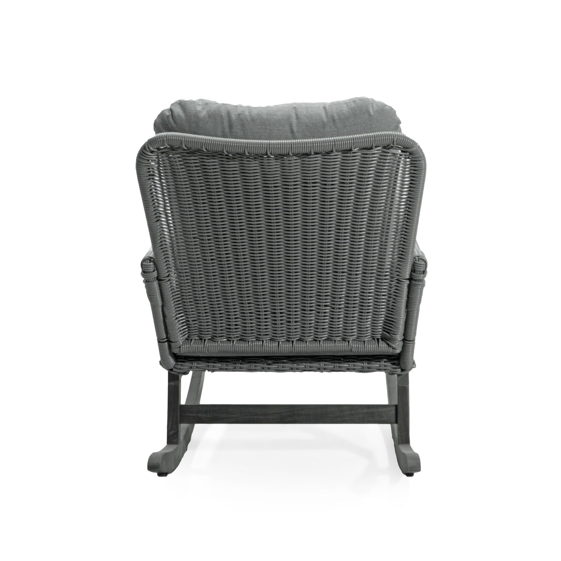 Contemporary wicker rocking chair with soft gray cushions by HouseOfZazla on Tampa Home & Garden Store