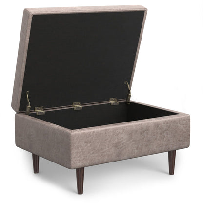Shay Large Square Coffee Table Storage Ottoman gray wood finish with black interior on Tampa Home & Garden Store