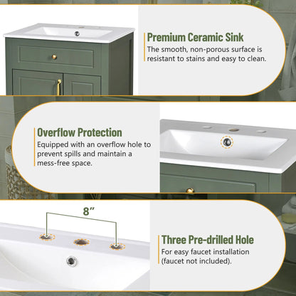 Elegant Bathroom Vanity Ceramic Sink and Drawers