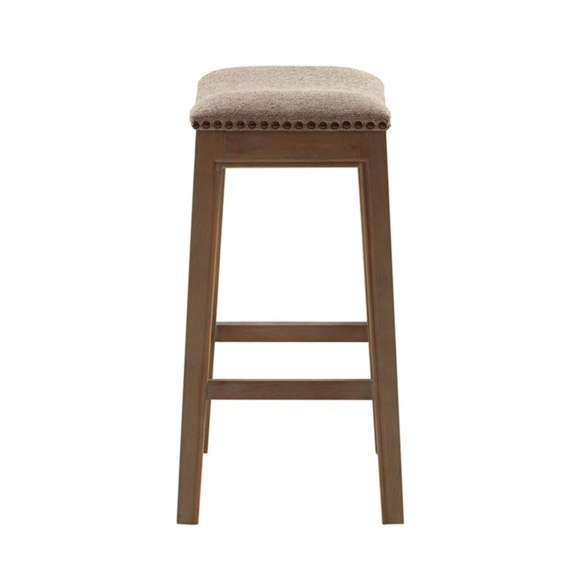 Saddle counter stool with light brown upholstery and nailhead trim, HouseOfZazla on Tampa Home & Garden Store