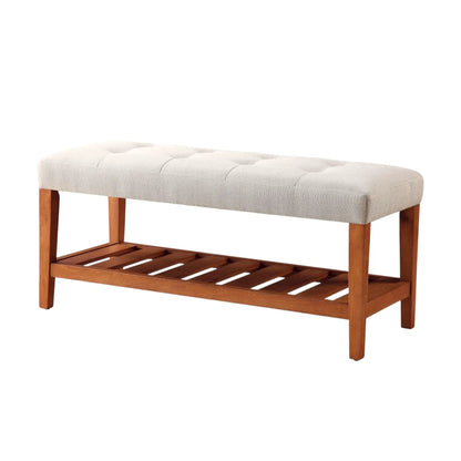 Charla Upholstered Bench with Tufted Fabric Seat