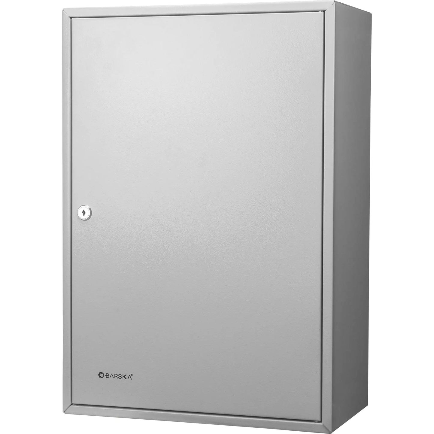 Adjustable key cabinet with lock, gray metal wall storage, BarSKA logo on Tampa Home & Garden Store