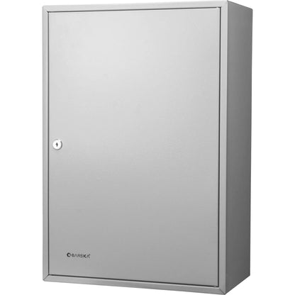 Adjustable key cabinet with lock, gray metal wall storage, BarSKA logo on Tampa Home & Garden Store