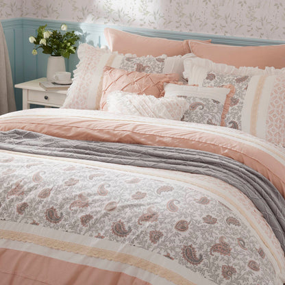 9 Piece Cotton Percale Comforter Set Blush by HouseOfZazla with paisley pillow shams on bed on Tampa Home & Garden Store