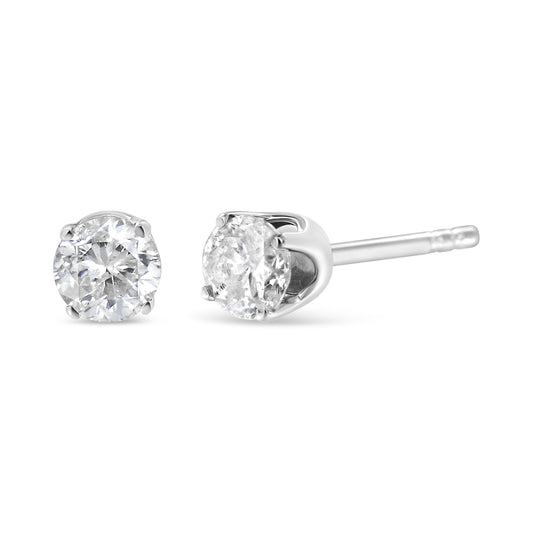 14K white gold diamond stud earring pair, 1.00 cttw round-brilliant-cut, H-I I1-I2, 4-prong on Tampa Home & Garden Store