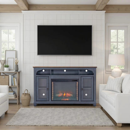 Fireplace TV Stand for TVs Up to 80 Inches Blue