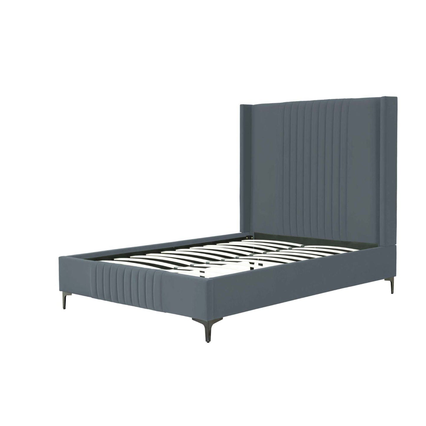 Promenade upholstered bed with blue-gray headboard and slatted base by HouseOfZazla on Tampa Home & Garden Store