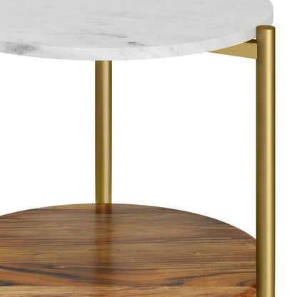 Round marble and wood coffee table with white marble top and gold legs by Unique Piece Furniture on Tampa Home & Garden Store