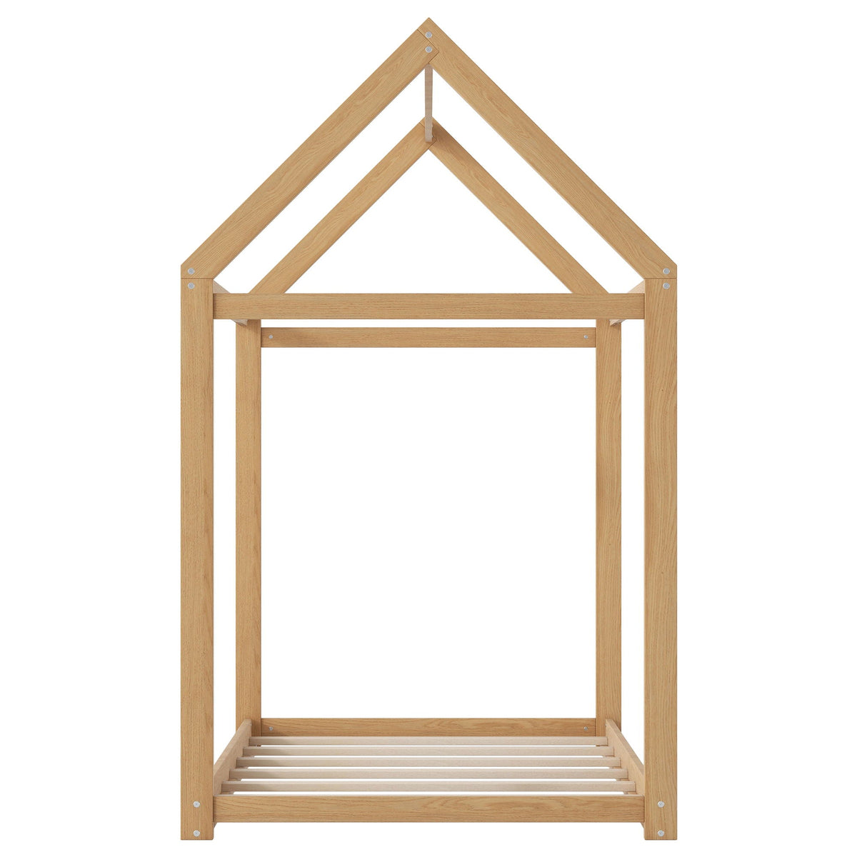 HouseOfZazla wooden house-shaped platform bed frame in natural oak finish on Tampa Home & Garden Store