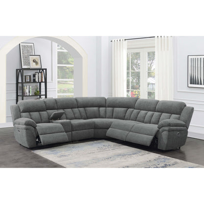 Divine 6-piece reclining sectional in gray fabric with plush tufted cushions for comfort on Tampa Home & Garden Store