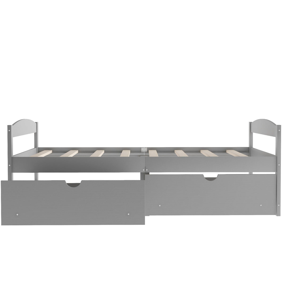 Platform bed with 2 under-bed drawers, grey wood frame, HouseOfZazla storage beds on Tampa Home & Garden Store