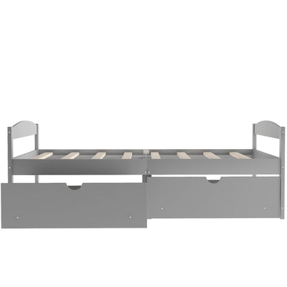 Platform bed with 2 under-bed drawers, grey wood frame, HouseOfZazla storage beds on Tampa Home & Garden Store