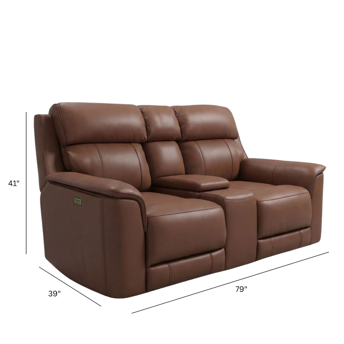 Dual Power Reclining Loveseat with Center Console by HouseOfZazla in brown leather on Tampa Home & Garden Store