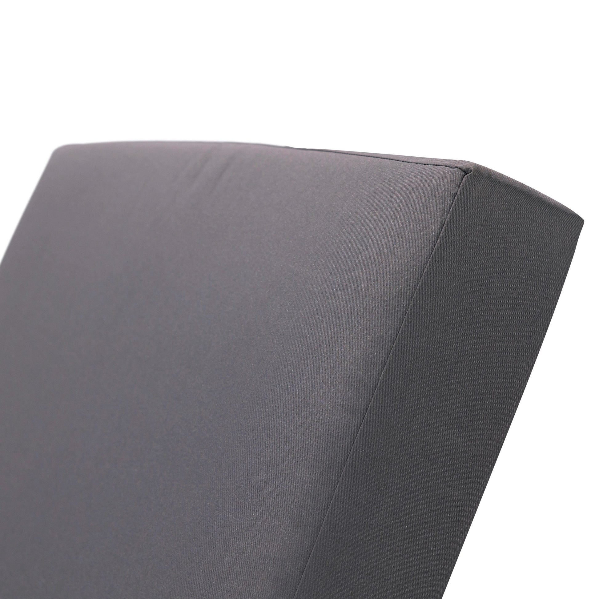 Outdoor chaise lounge in dark gray fabric with a visible seam close-up on Tampa Home & Garden Store