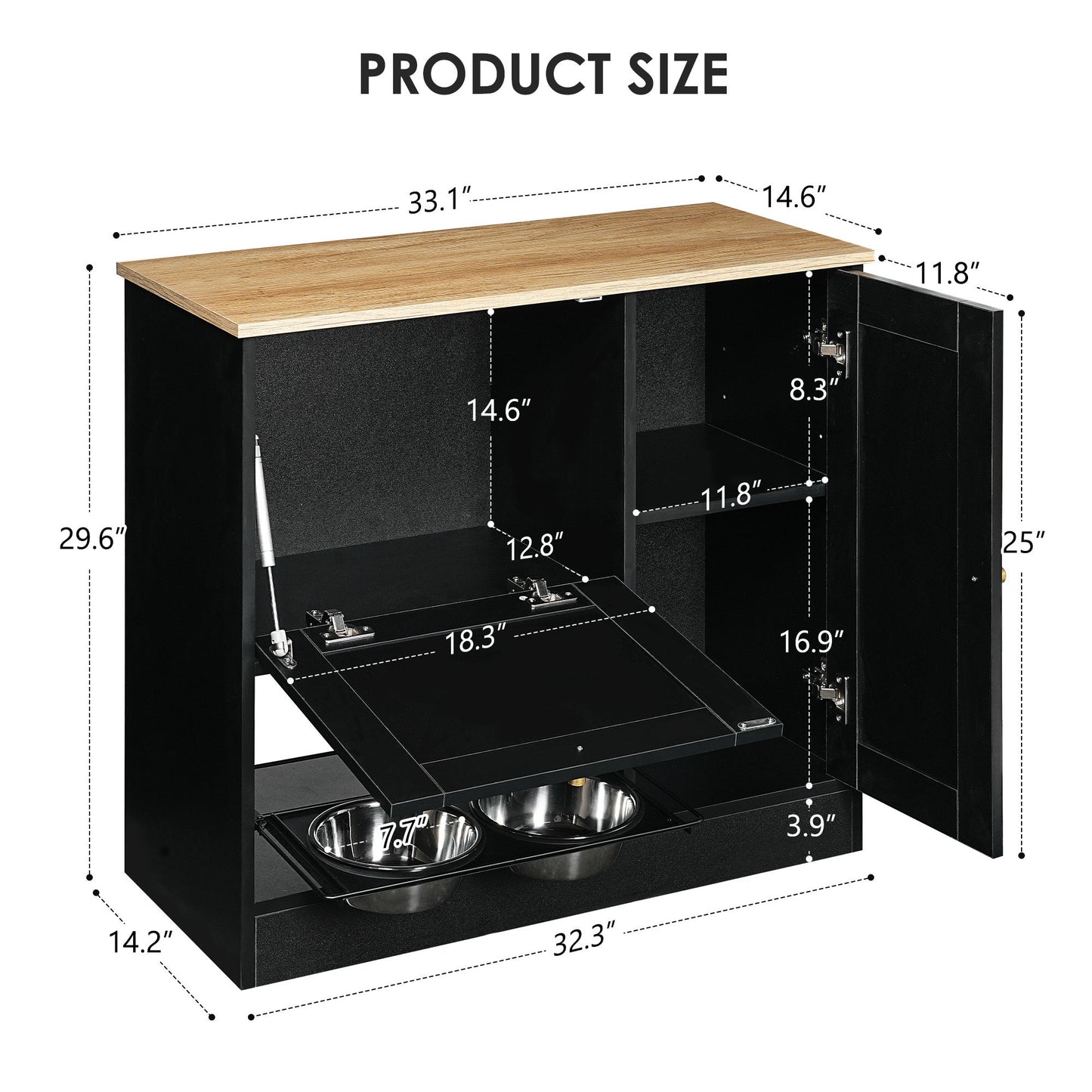 Feeding station with 2 lockers and 2 elevated bowls in black by HouseOfZazla on Tampa Home & Garden Store