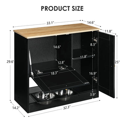 Feeding station with 2 lockers and 2 elevated bowls in black by HouseOfZazla on Tampa Home & Garden Store