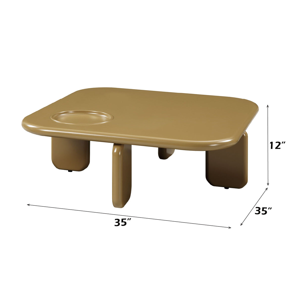 Yellow brown high-gloss coffee table 35x35 inches HouseOfZazla on Tampa Home & Garden Store