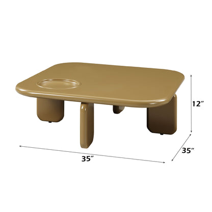 Yellow brown high-gloss coffee table 35x35 inches HouseOfZazla on Tampa Home & Garden Store