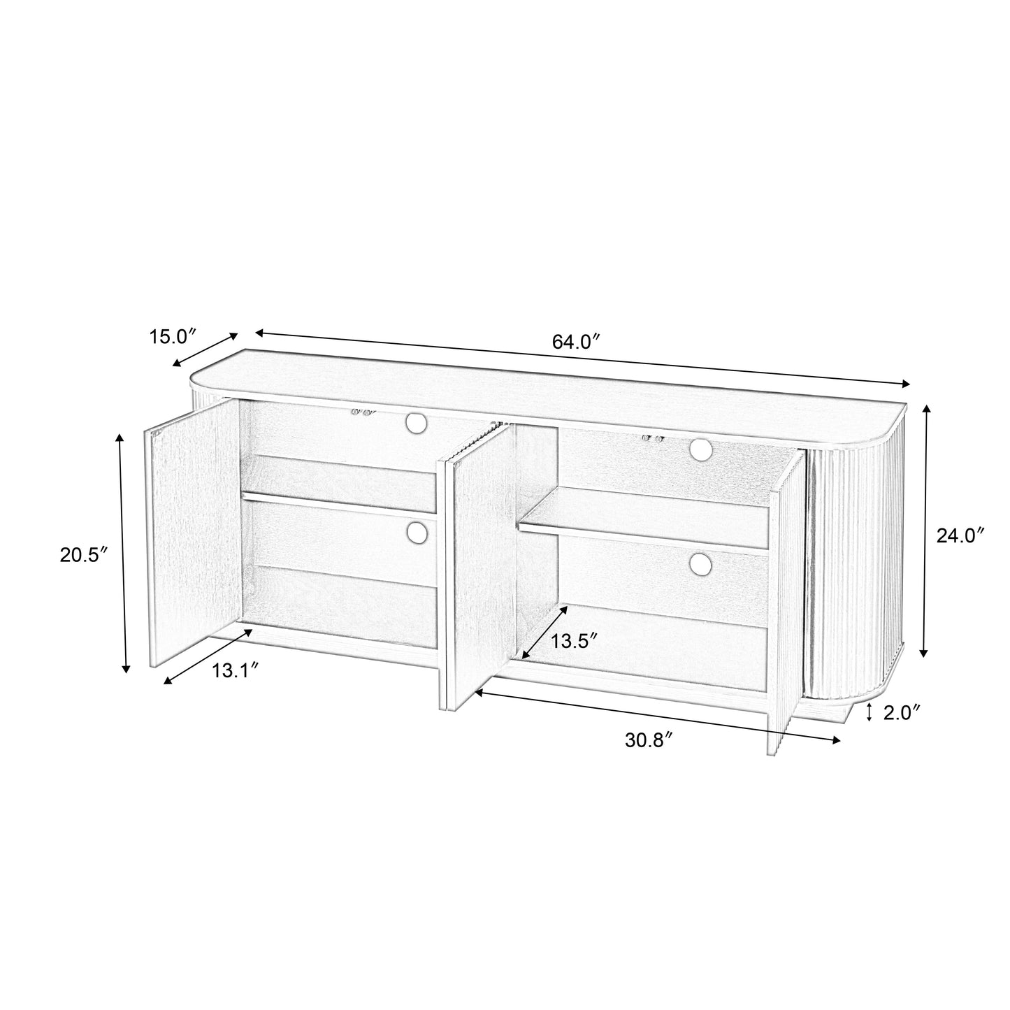 Sideboard TV stand with wave pattern in light wood, 2 drawers and 2 cabinets HouseOfZazla on Tampa Home & Garden Store