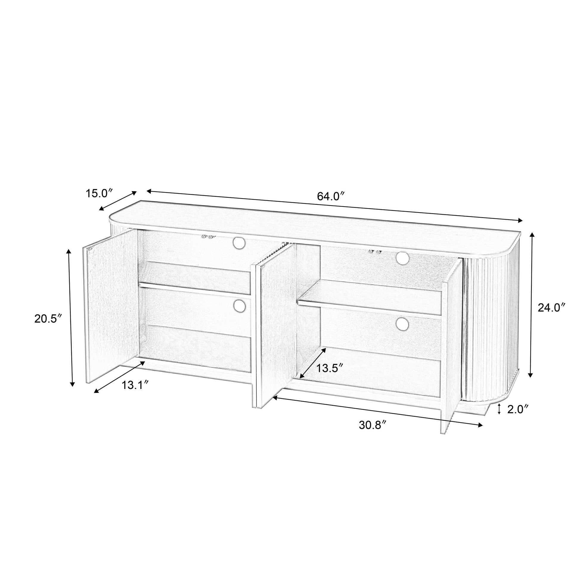Sideboard TV stand with wave pattern in light wood, 2 drawers and 2 cabinets HouseOfZazla on Tampa Home & Garden Store