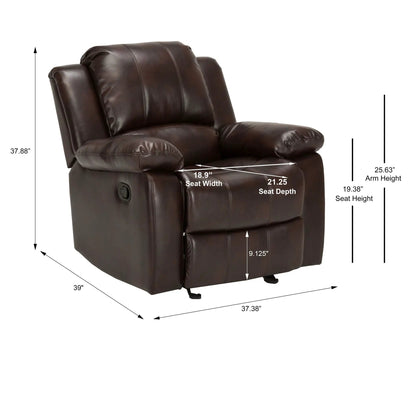 Charlotte glider recliner in dark brown leather with plush padded arms by Unique Piece Furniture on Tampa Home & Garden Store