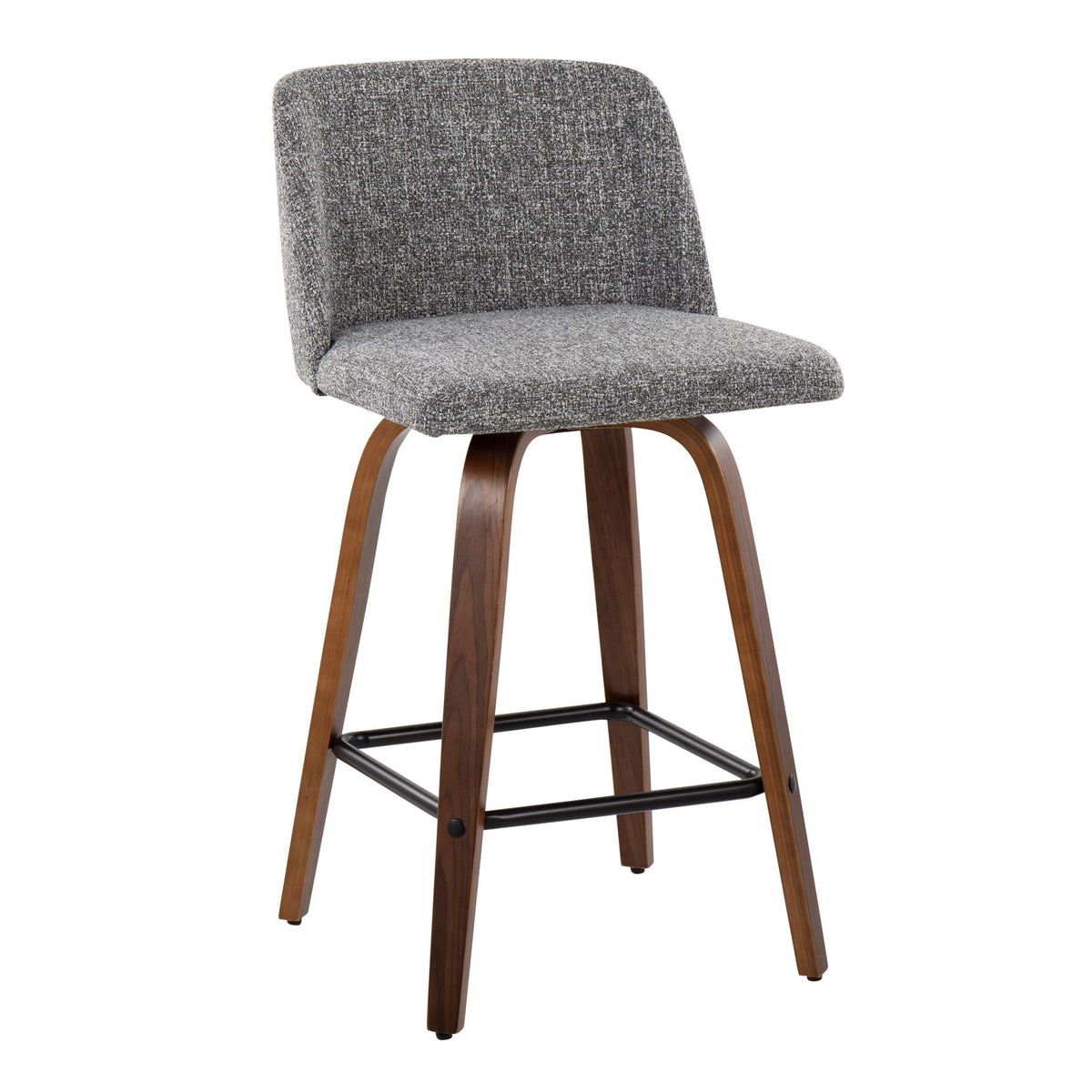 Toriano mid-century counter stool with gray textured fabric and square footrest on Tampa Home & Garden Store