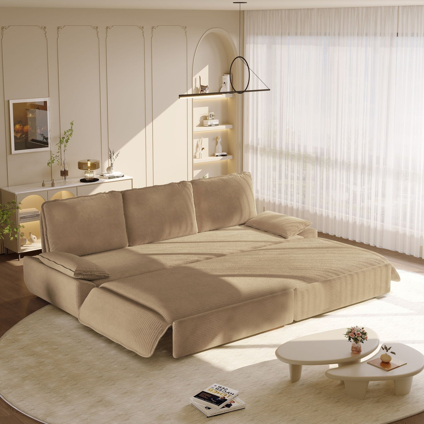 King Size Pull Out Sofa Bed and Chaise Lounge