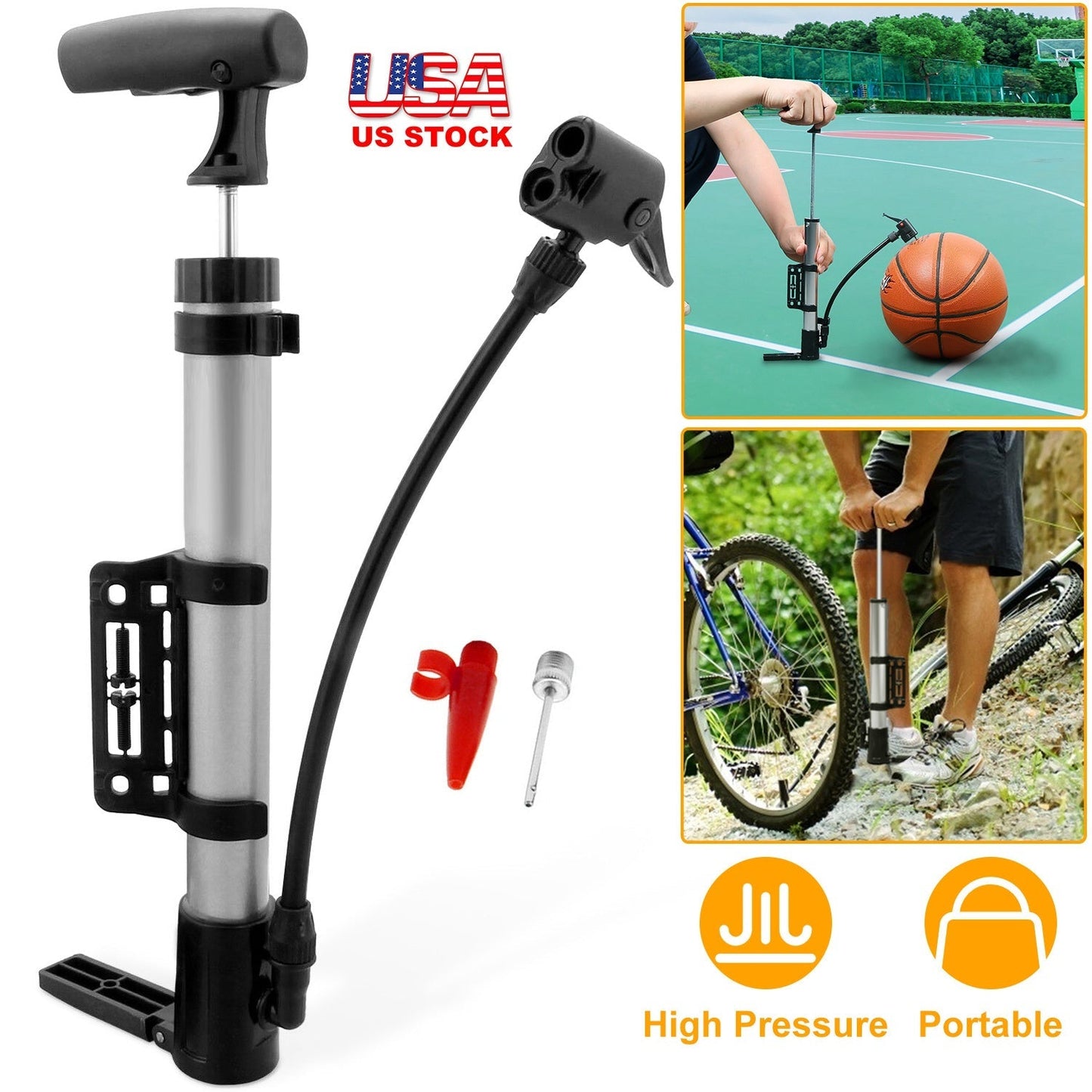 GemGear mini bike pump with mount frame for mountain/road bikes, high-pressure pump on Tampa Home & Garden Store