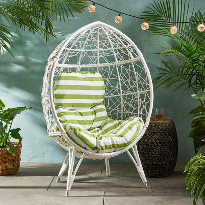 Cosmos Round Hammered Iron Teardrop Chair white outdoor accent chair HouseOfZazla on Tampa Home & Garden Store