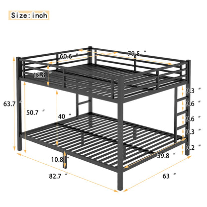Metal Queen-Over-Queen bunk bed frame in black steel for teens and adults, HouseOfZazla on Tampa Home & Garden Store