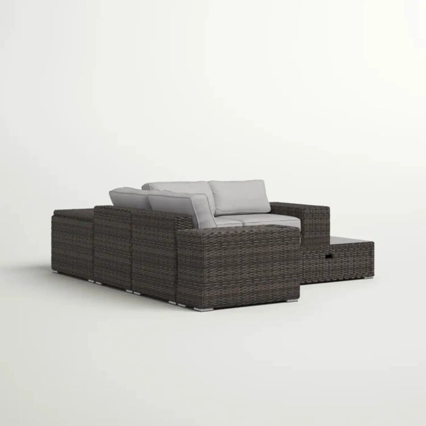 2pc Modern Rattan Patio Sectional Set dark brown wicker with gray cushions by Unique Piece on Tampa Home & Garden Store