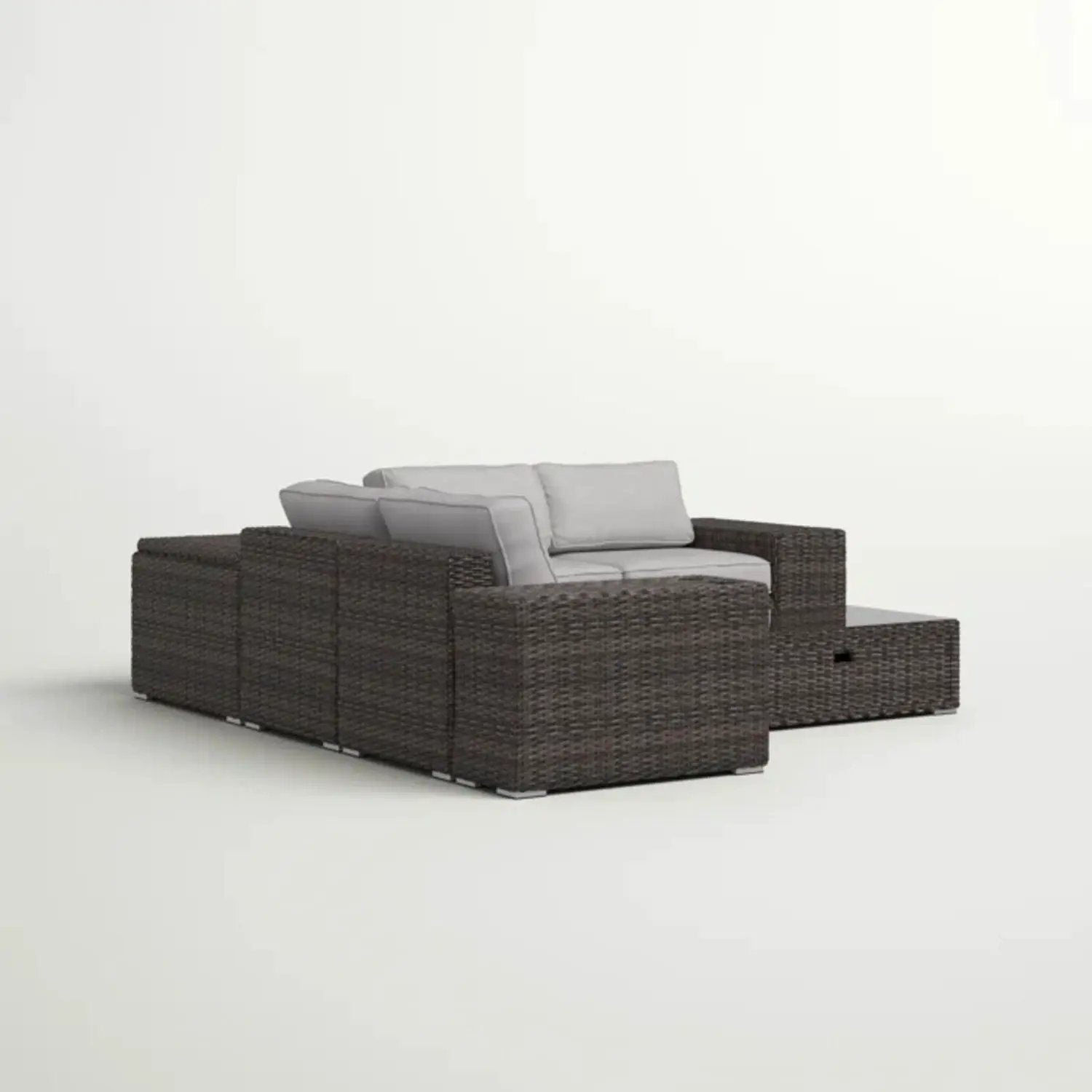 2pc Modern Rattan Patio Sectional Set dark brown wicker with gray cushions by Unique Piece on Tampa Home & Garden Store