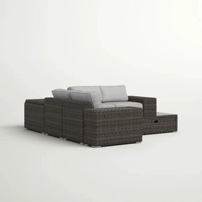 2pc Modern Rattan Patio Sectional Set dark brown wicker with gray cushions by Unique Piece on Tampa Home & Garden Store