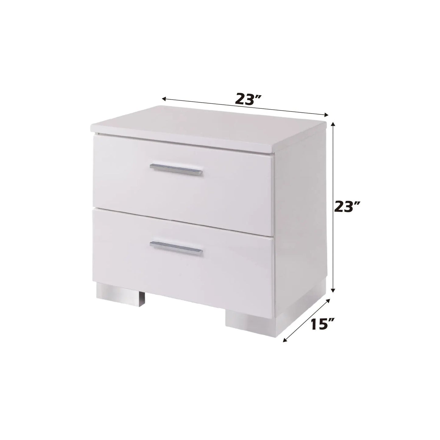 Lorimar white accent nightstand with chrome handles by Unique Piece Furniture, 3-drawer unit on Tampa Home & Garden Store