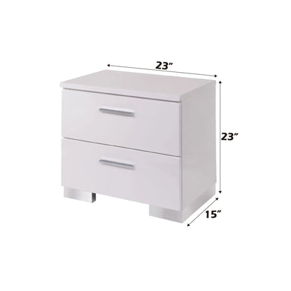 Lorimar white accent nightstand with chrome handles by Unique Piece Furniture, 3-drawer unit on Tampa Home & Garden Store
