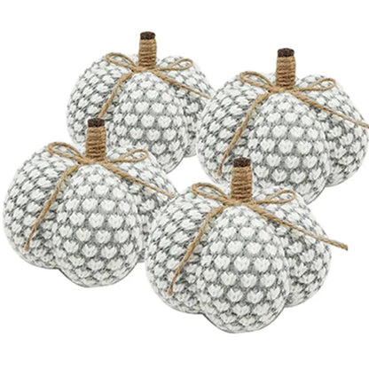 Knite pumpkin ornament decor white knitted pumpkins set of 5 Unique Piece Furniture on Tampa Home & Garden Store