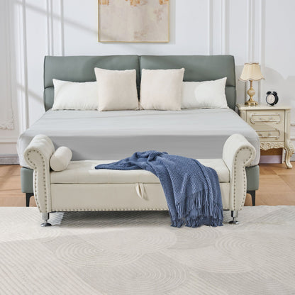 Storage bench with crystal buttons and 1 pillow by HouseOfZazla in a bedroom setting on Tampa Home & Garden Store