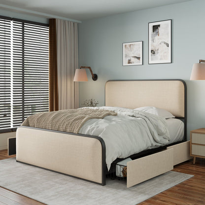 Modern Curved Upholstered Headboard and Footboard