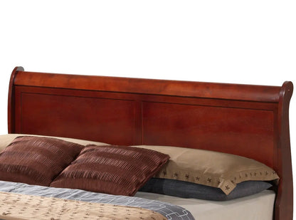 Upholstered Sleigh Bed with Dovetail Drawers