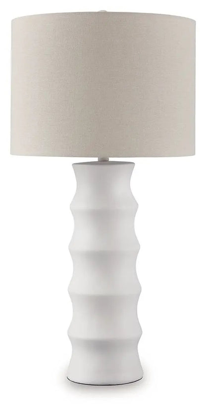 Veraleigh - Poly Lamp floor lamp with white base and beige shade Unique Piece Furniture on Tampa Home & Garden Store