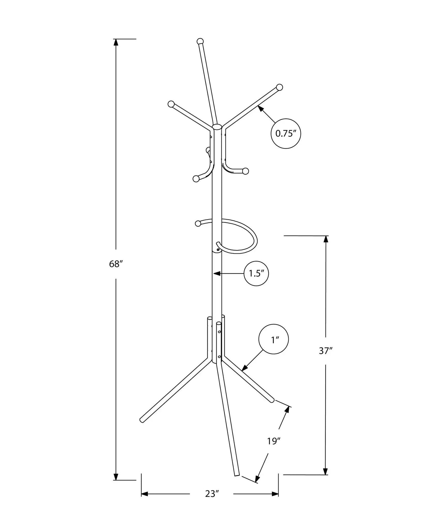 Coat Rack Hall Tree With Six Hooks For Entryway