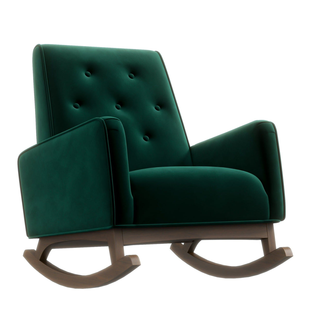 Demetrius solid wood rocking chair in green upholstery with tufted back Tampa by HouseOfZazla on Tampa Home & Garden Store