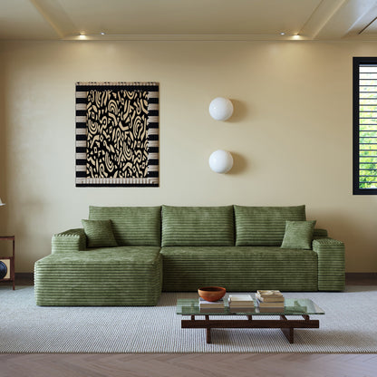 107-inch Cloud Sectional Couch with L-Shape Chaise in sage green upholstery by HouseOfZazla on Tampa Home & Garden Store