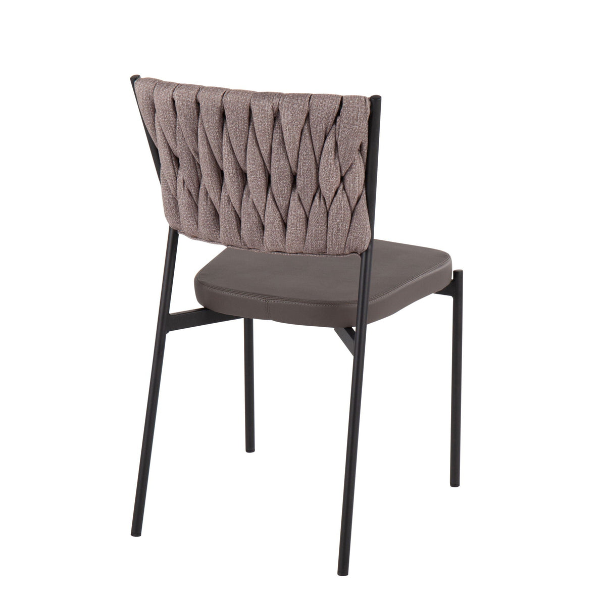 Braided Contemporary Chair Set with padded seat in dark gray fabric and black frame on Tampa Home & Garden Store