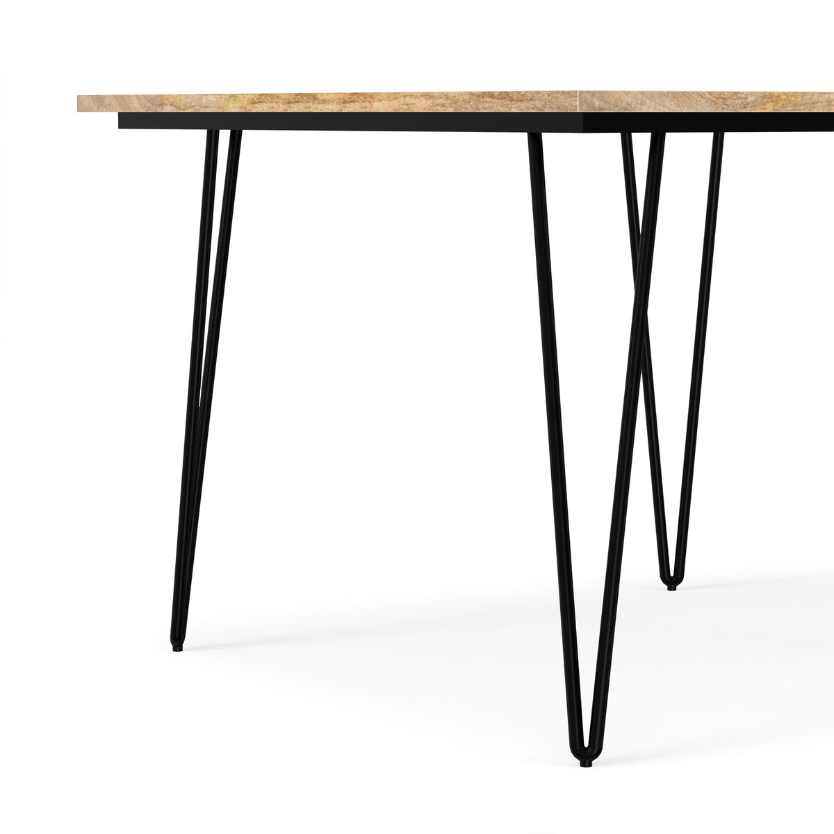 Square Mango Wood Dining Table with Hairpin Legs, mango wood top, black metal legs, HouseOfZazla on Tampa Home & Garden Store